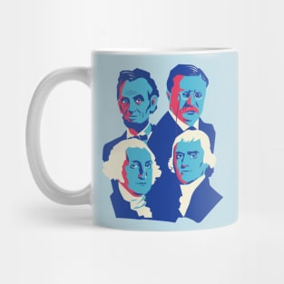 Mount Rushmore Presidents Pop Art Portrait Blue Mug
